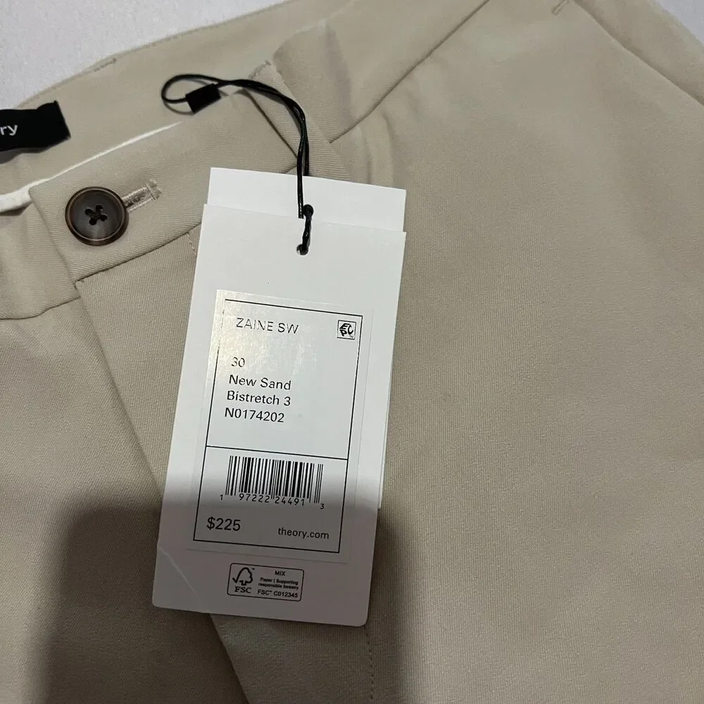 Theory Zaine Bistretch Chino Khaki Pants Size 30x32 New Sand NWT Flaws